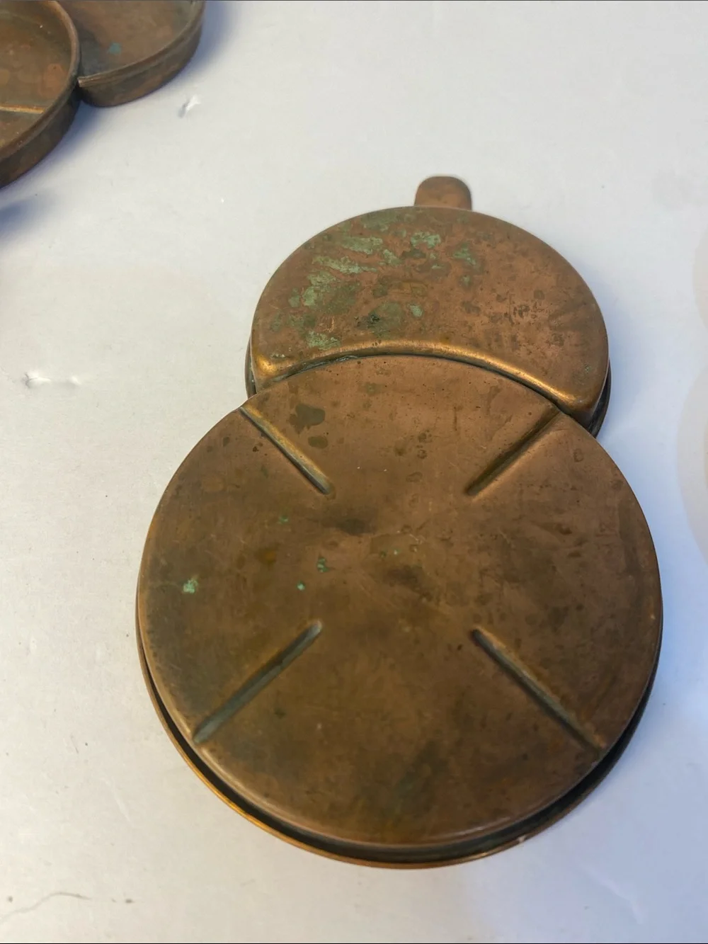 Vintage Solid Copper Coaster Set Home Barware Decor Set of 4-